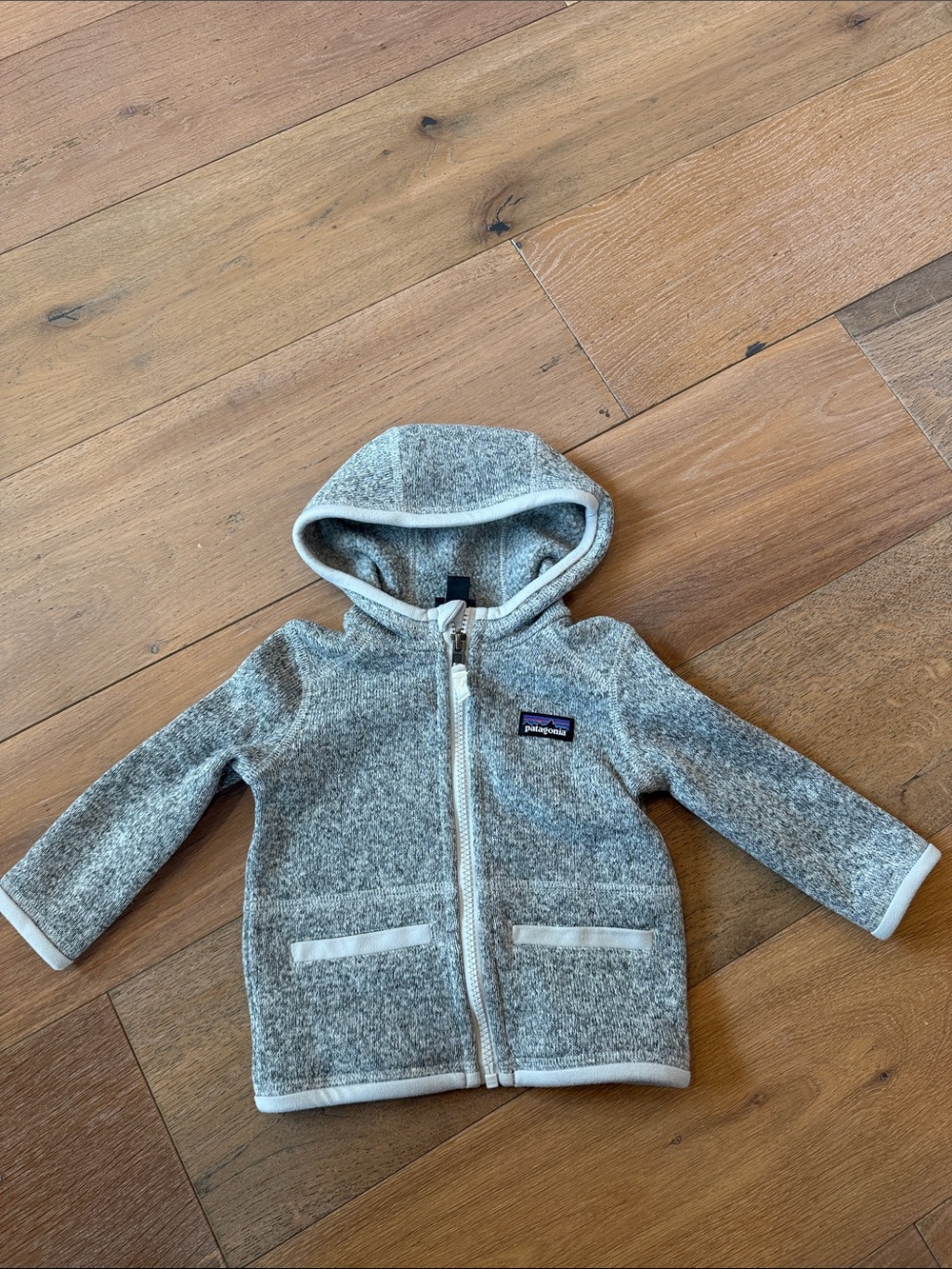 Patagonia Gray Baby Hooded Zip Fleece Jacket 6-12mths
